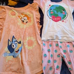 Peach Floral Bluey Girls' Nightgown & Pink Earth Love Pajama Set